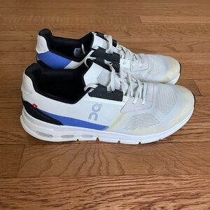 On Running White and Blue Sneakers